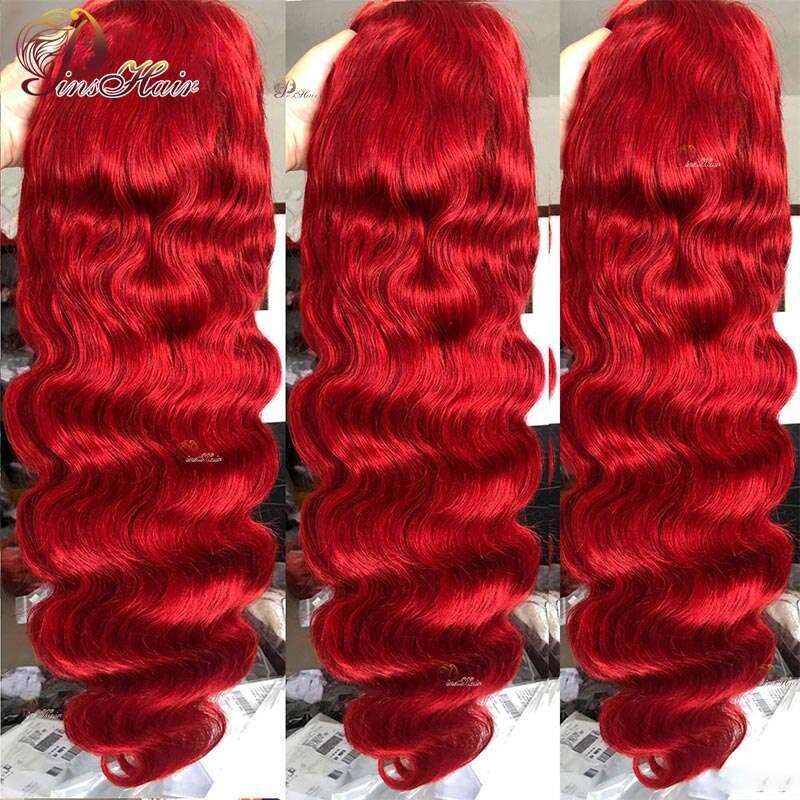 Red Body Wave Front Wigs Bury 99J Colored 13X6 Lace Frontal Wig Remy Human Hair Pre Plucked For Women180%
