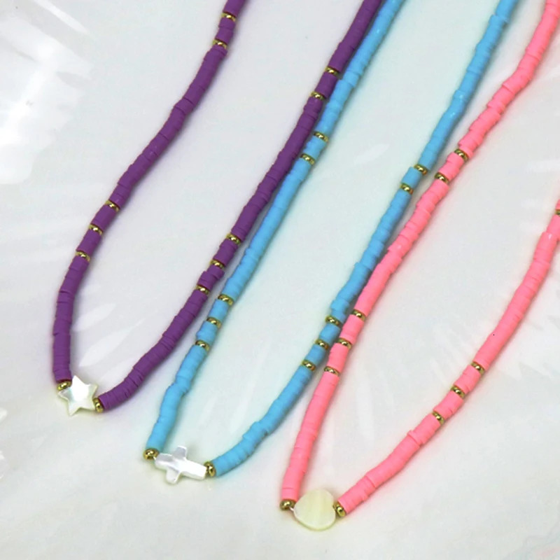 10 Shell Talisman Polymer Clay Soft Bead Chain Necklace Shell Talisman Bead Necklace Elegant Jewelry Necklace 90038 241018
