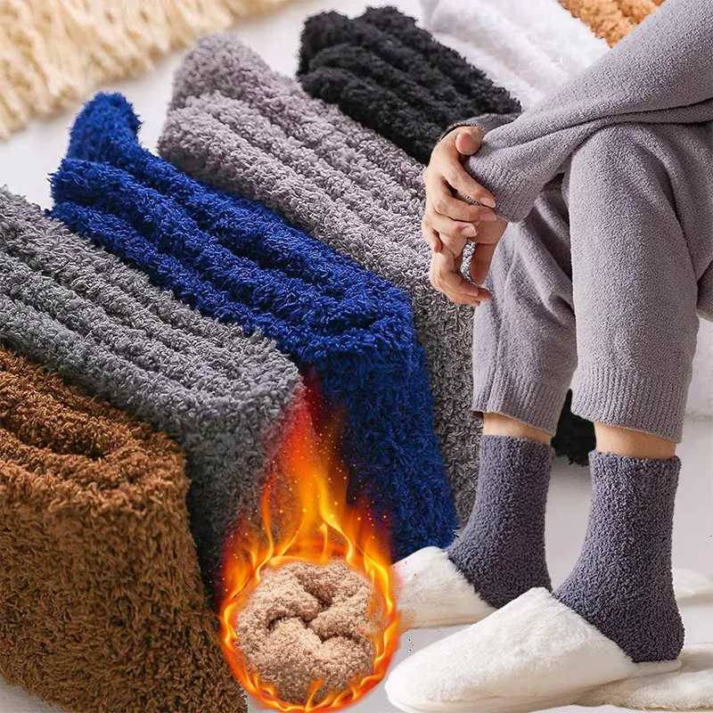 Males Thermal Coral Fleece Socks Winter Super Thick High Quality Home Floor Warm Snow Boot Socks for Men Cotton Plush Cold SockXJ241019