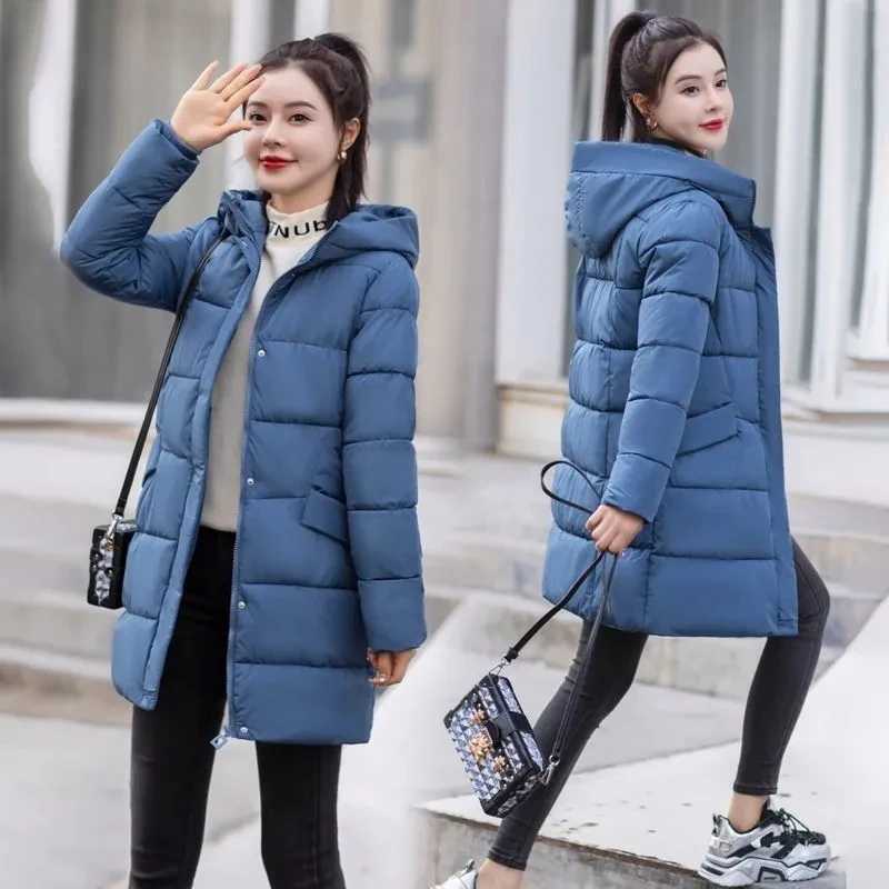 Womens Winter Thickened Jackets Heavy-Weight Coats Hooded Quilted Jacket Long Fitted Parka with Pockets Women down cotton coatX241019