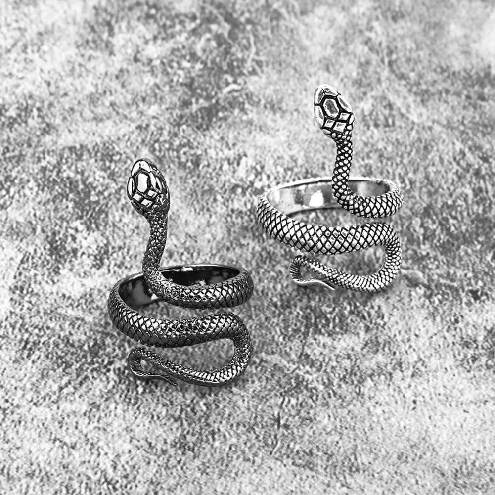 Mens Womens Punk Gothic Snake Ring Exaggerated Black Plating Gothic Adjustable Party Gift Jewelry Womens Jewelry Y241019