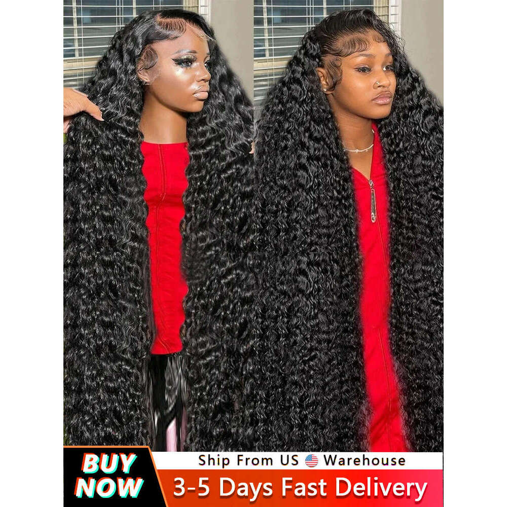 40 Inch Deep Wave 13x4 13x6 Frontal Glueless Human Hair Wig Brazilian PrePlucke Water Curly 360 HD Lace Front Wigs 250%