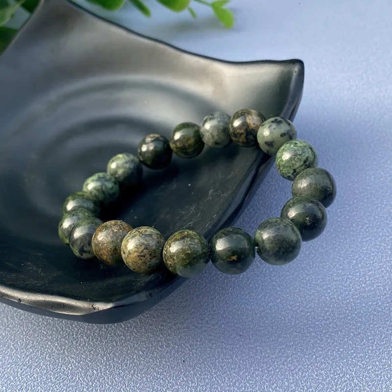 Natural Jade Bracelet King Stone Therapeutic Bracelet Mens Real Chinese Xizang Jade Bracelet Stone Elastic Bead Bracelet 241018