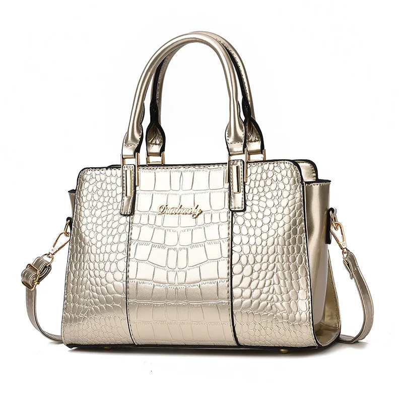 Fashion Casual Womens Shoulder Bag Silver Gold Black Handbag PU Leather Womens Large Handbag Womens Handbag Sac 241018