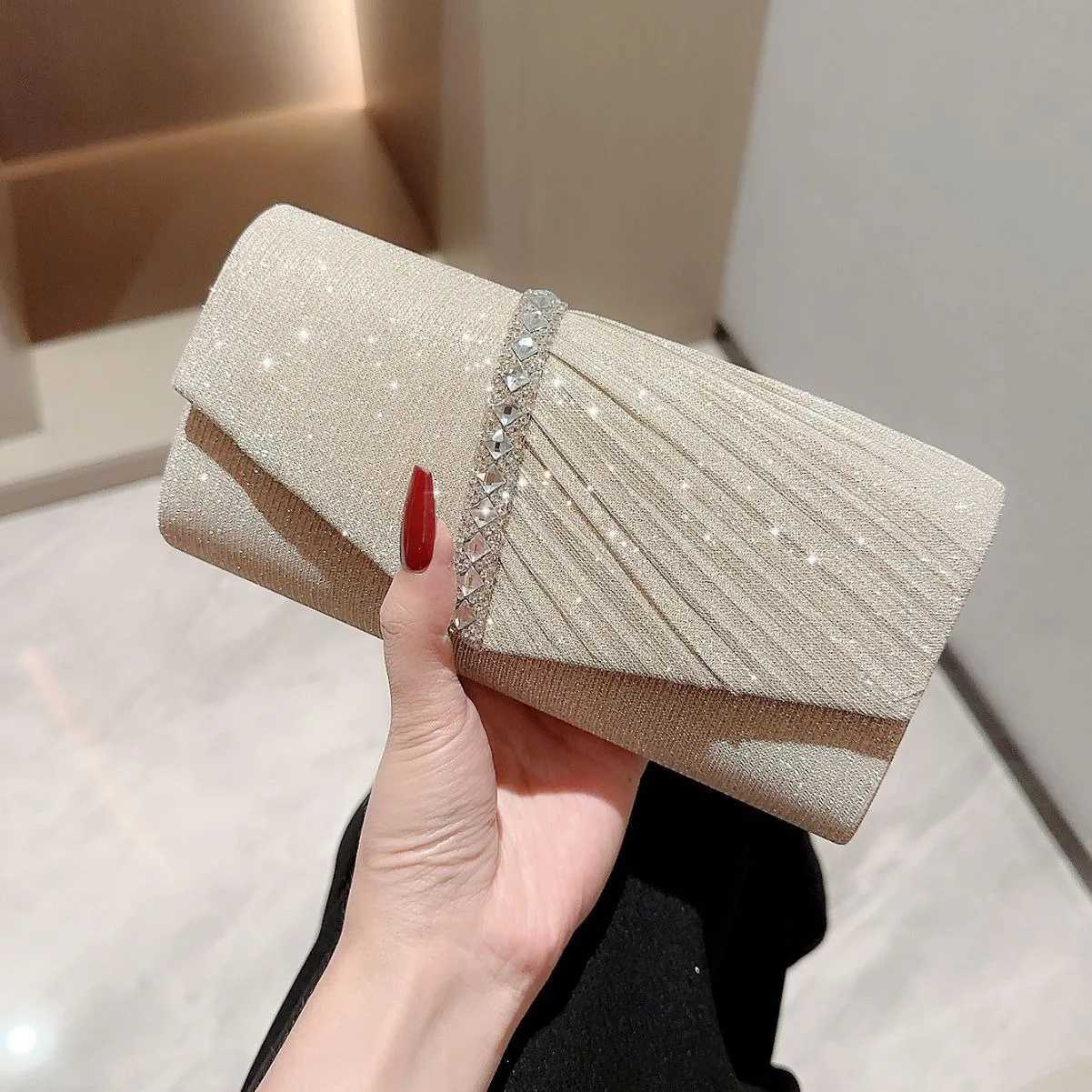 Womens Evening Clutch Bag Luxury Shining Rheinstone Letter Package Banquet Wallet Chain Diagonal Shoulder Bag 2024 Y241019