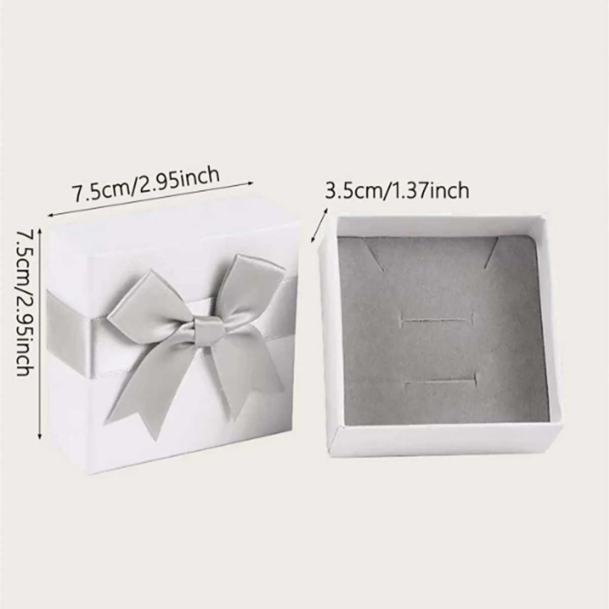 1Pc - Elegant gray satin bow jewelry gift box with lid suitable for jewelry storage boxes of earrings necklaces and rings W241019
