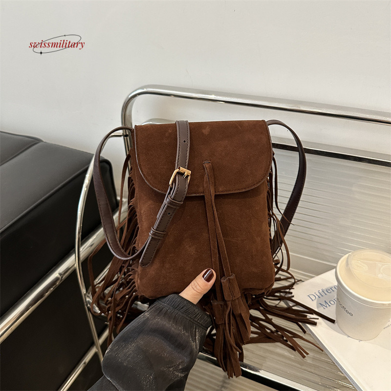 Bohemian chic Su women's 2024 autumn and winter new fashion shoulder crossbody frosted small bag #15 swissmilitary