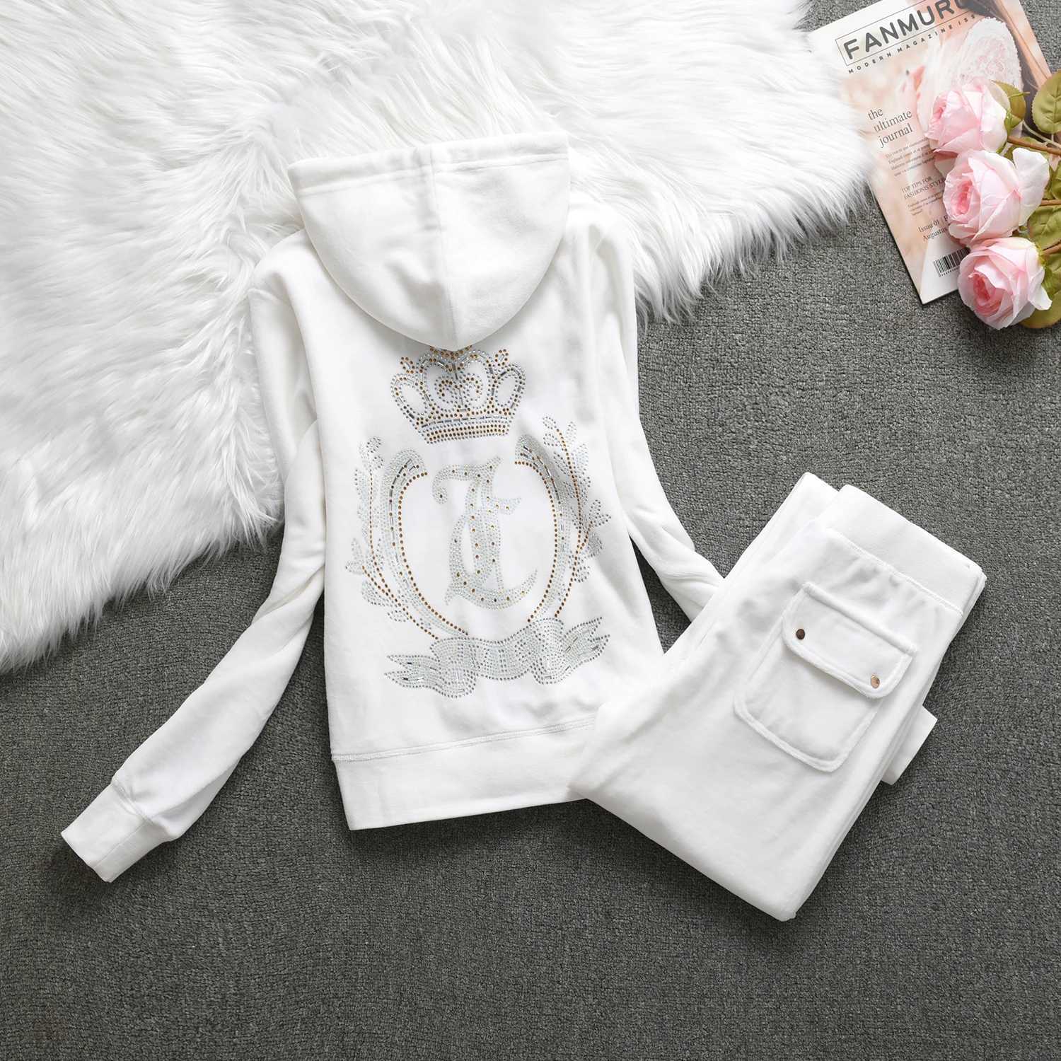 Women's Two Piece Pants JUICY COMETRURE VELVET Casual Tracksuit Womens Velvet Set Diamond Juicy 2 pieces Y241019IYC6 C260312