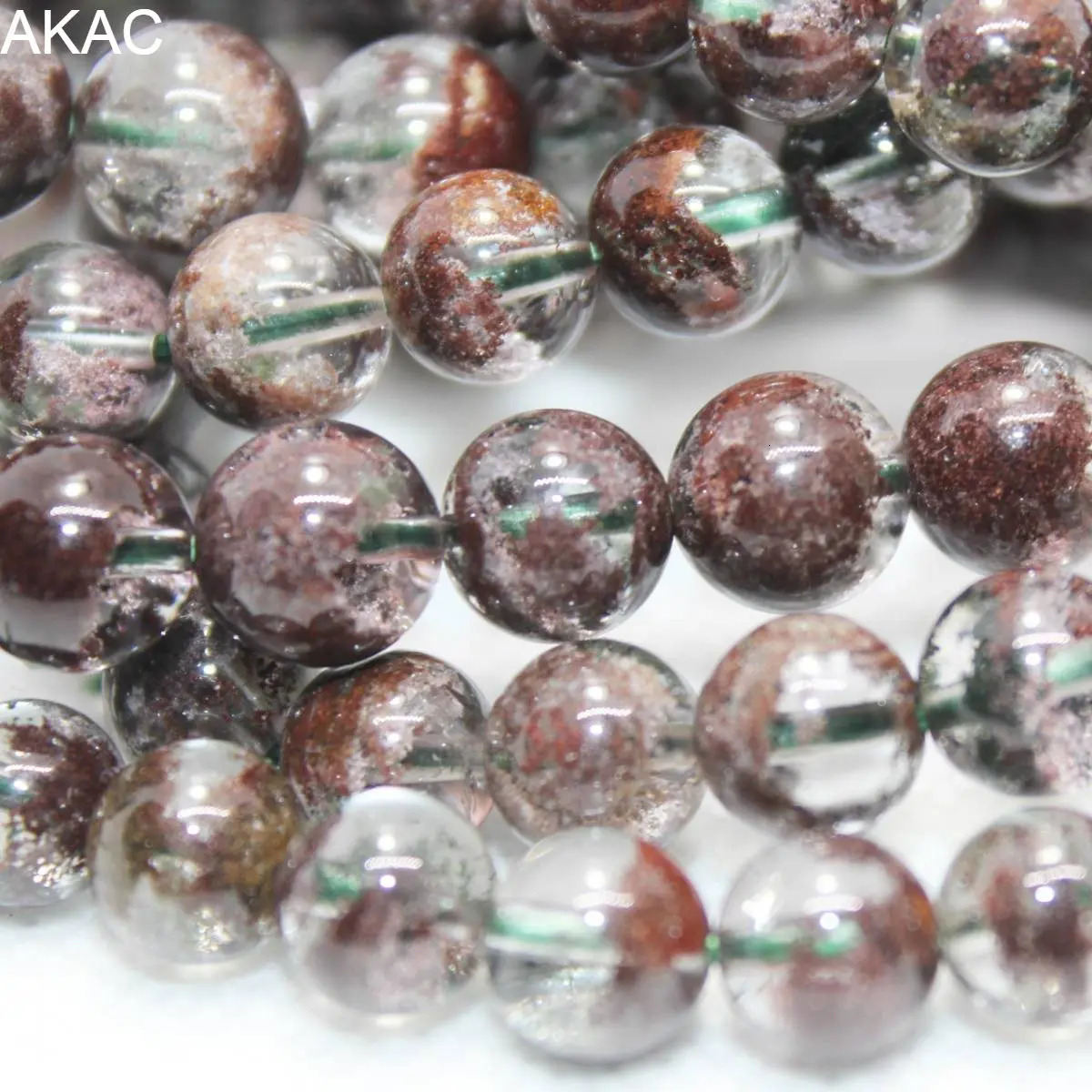 Natural phantom quartz Aapproximately 7-9mm gemstone bracelet beads 241018