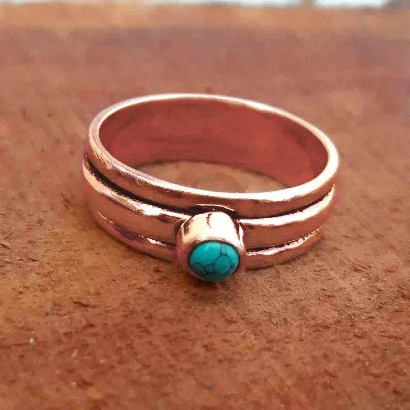 Bohemian Style Turquoise Womens Ring Ethnic Holiday Party Aesthetics Finger Accessories Hanging Boat Jewelry 241010