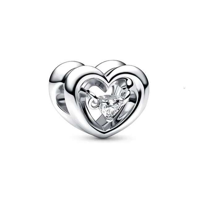 New High Quality 925 Sterling Silver pretty Padlock and Key Dangle Charm Radiant Heart & Floating Stone Charm DIY Gift