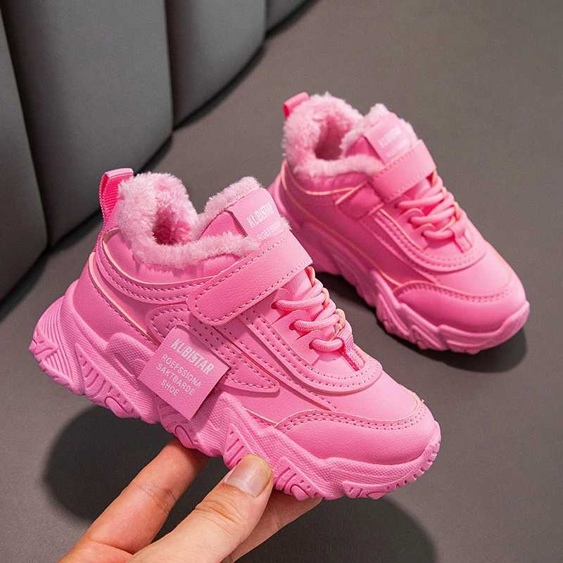 Athletic Outdoor Childrens casual shoes suitable for girls boys autumn winter warm fluffy fur childrens sports shoes hot classic H241019