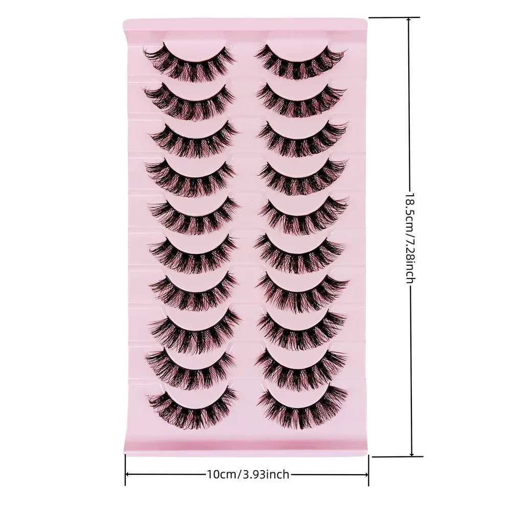 10 Pairs DD Curl Russian Strip Lashes Fluffy Volume False Eyelashes DD Curl Dramatic Messy Faux Mink Make Up Fake LashesXJ241019