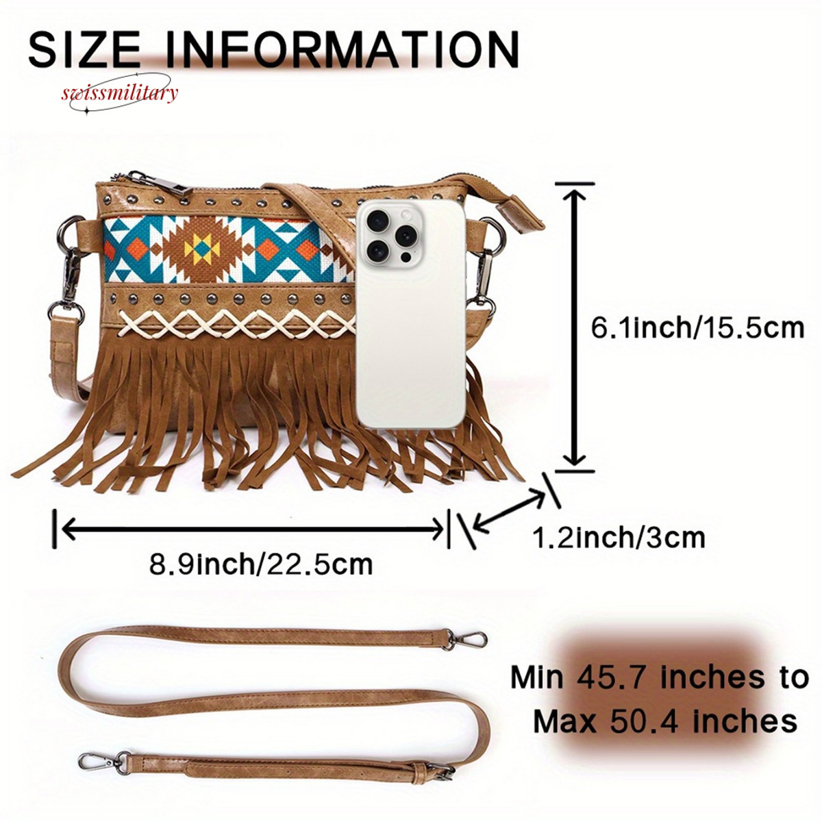 Printed canvas tassel personalized western crossbody bag Bohemian TK #46 swissmilitary