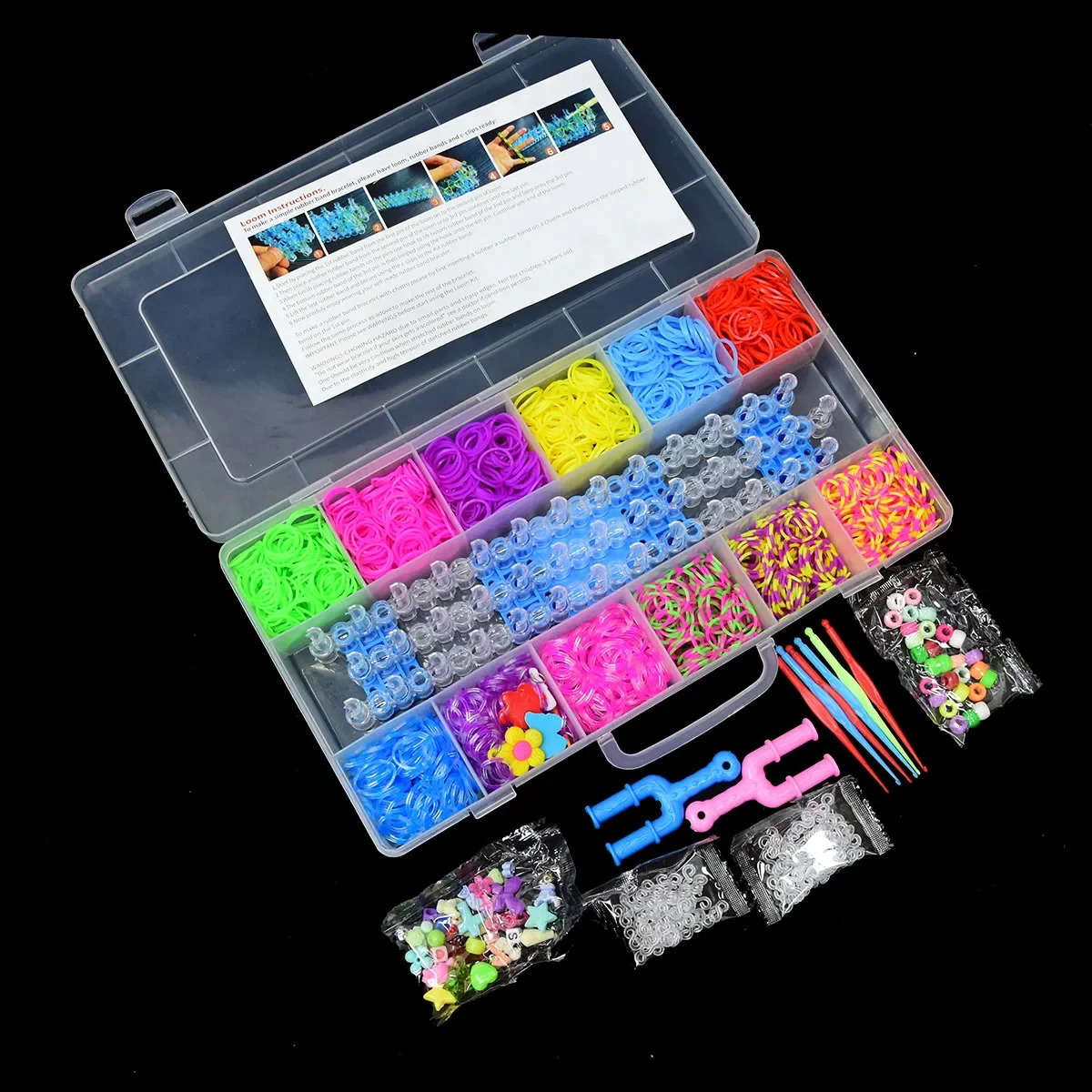 1800pcs Elastic Rubber Weaving Machine Belt DIY Tool Box Weaving Bracelet Handle Girl Gift Childrens Toy Youth 8 10 Years 241018