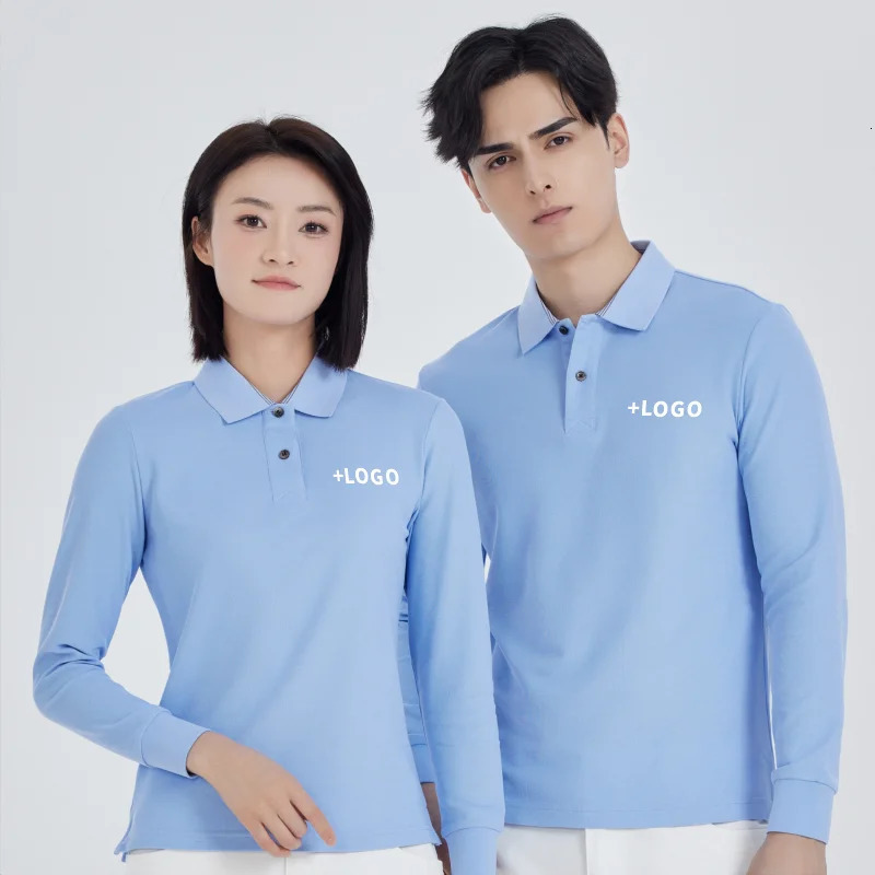 POLO customization free printing long sleeved picture T-shirt cultural shirt enterprise mens and womens work clothes 241018