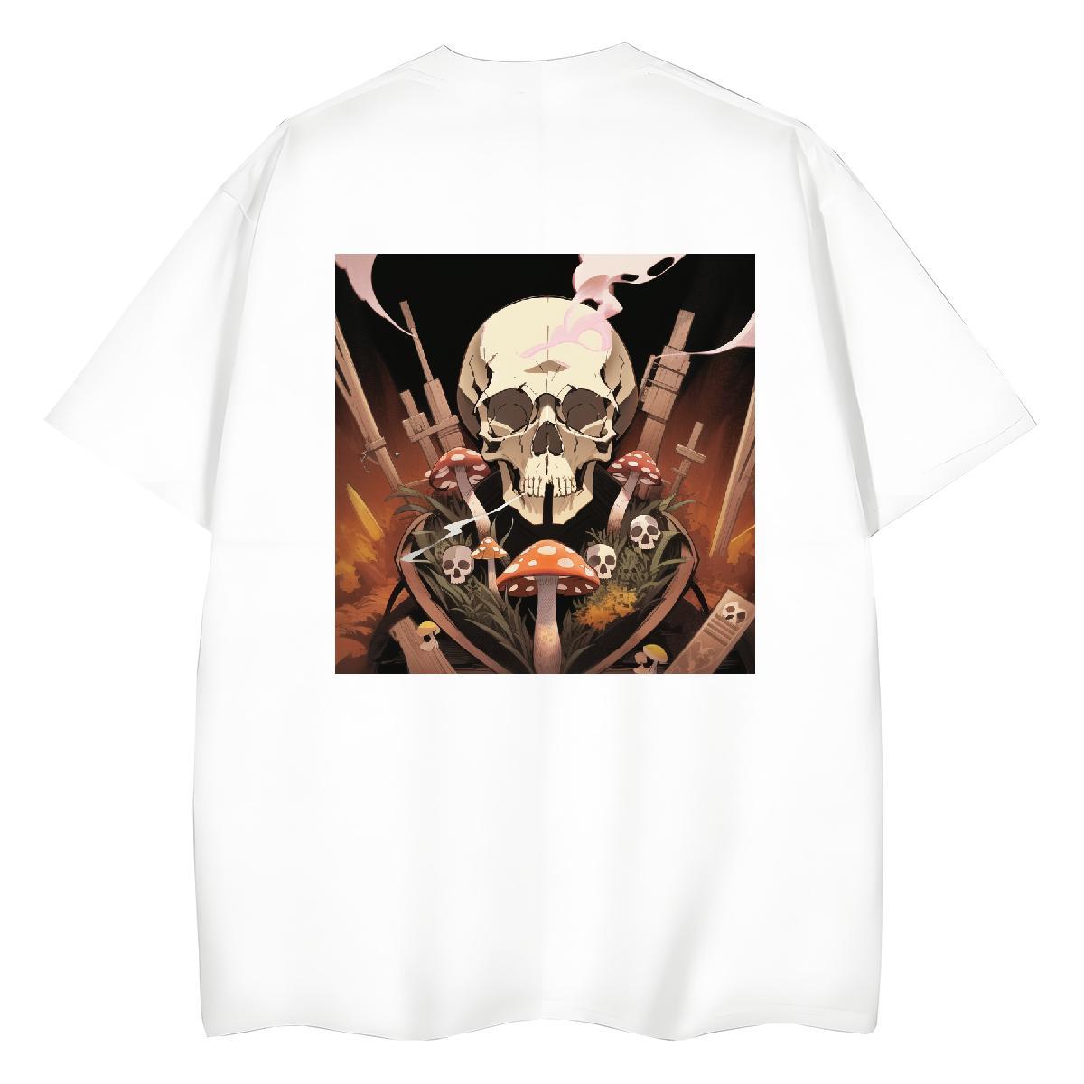 Brand Woman T Shirts 100% Cotton 230g Short sleeve Soft Spring Summer skull Women Tees Loose Black White Tops Tees