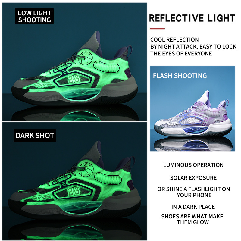 Children's basketball night glow, teenage 6 sports 7 middle school children, 8 boys, 9 running shoes, 10 students, summer, 15 years old