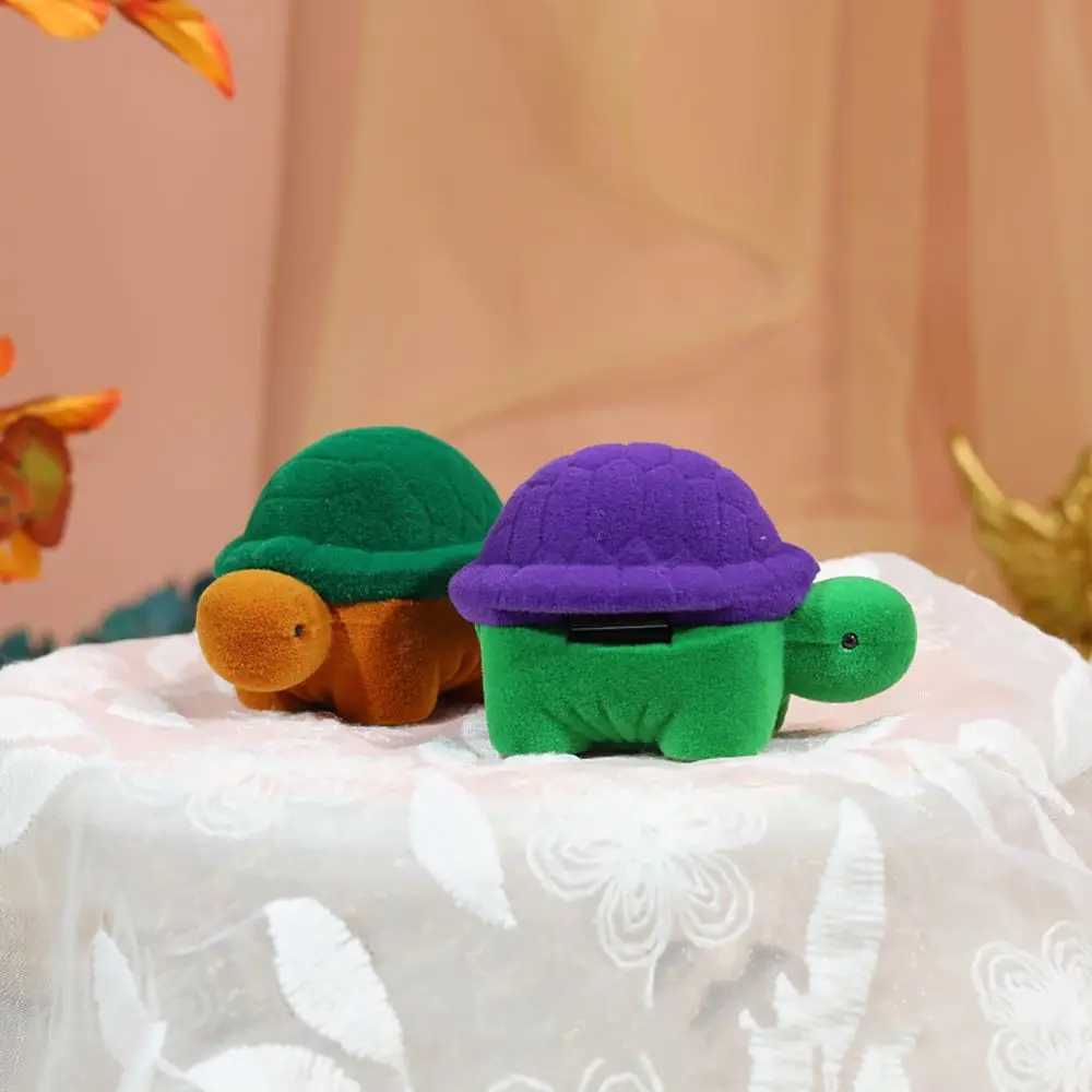 Cute Romantic Turtle Biscuit Gift Cartoon Animal Velvet Ring Box Gift Box Storage Box Jewelry Display W241019