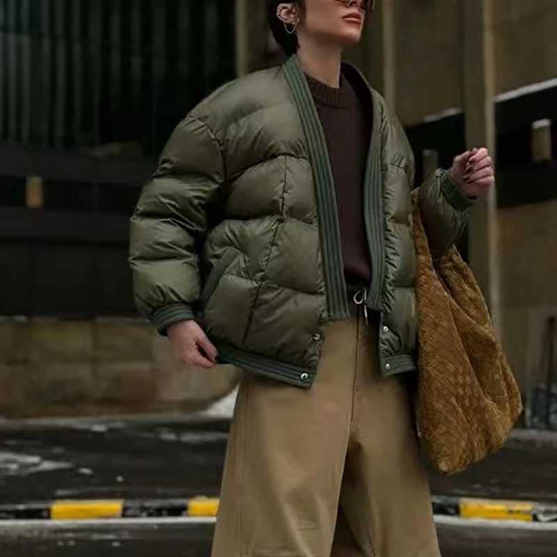 Womens down code jacket fashionable and versatile casual loose jacket high quality bread cotton jacket fall and winter newX241019