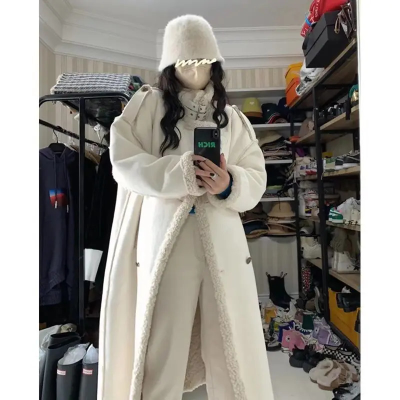 Cashmere cotton coat womens fur integrated cotton coat high-end feel medium to long Korean cotton coat 241019