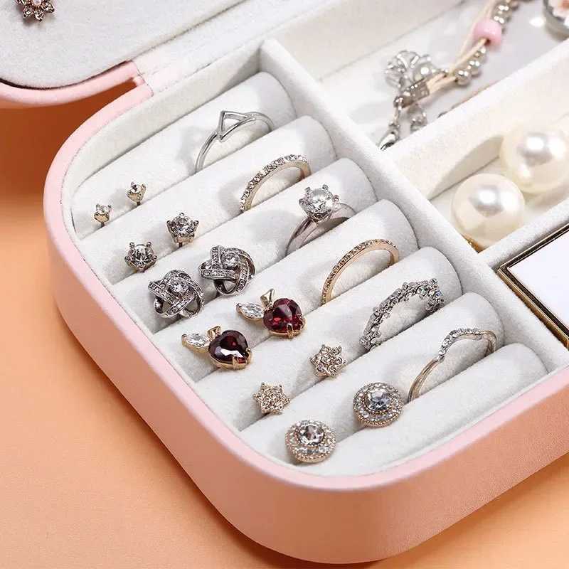 2024 Portable Jewelry Box Jewelry Organizer Showcases Travel Jewelry Box Button Leather Storage Zipper Jewelry W241019