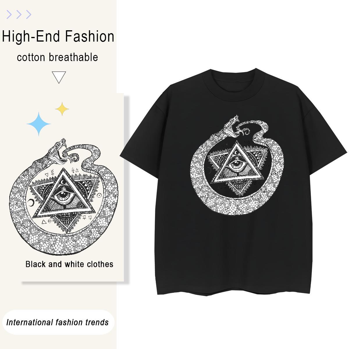 Stylist Women T Shirts 230g 100% Cotton Round Neck Short Sleeve Hip Hop Street eye of the devil Unisex Tshirts Free Shipping Custom Print Oversized Po