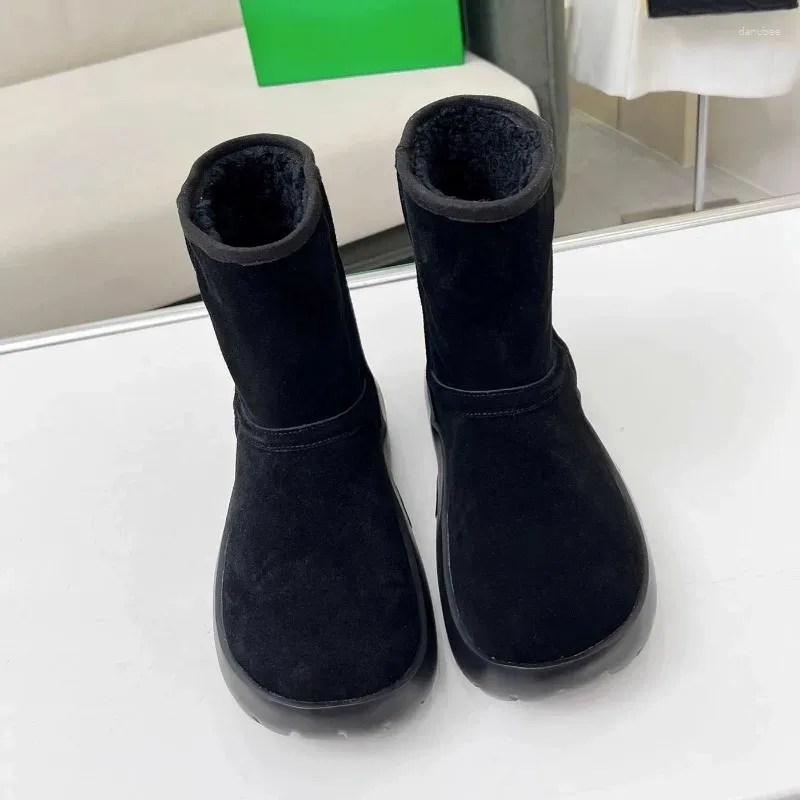 Boots Women's Thickened Warm Plush Snow Thick Sole Non-Slip Winter Cotton Shoes Womens Boots Outdoor Comfortable Round Toe Ankle