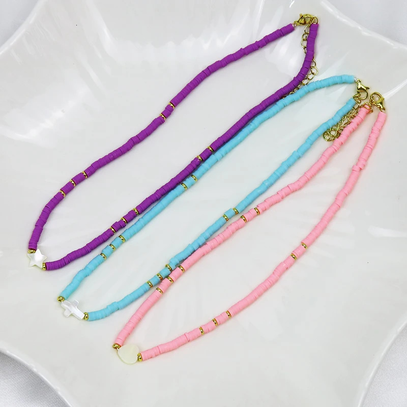 10 Shell Talisman Polymer Clay Soft Bead Chain Necklace Shell Talisman Bead Necklace Elegant Jewelry Necklace 90038 241018
