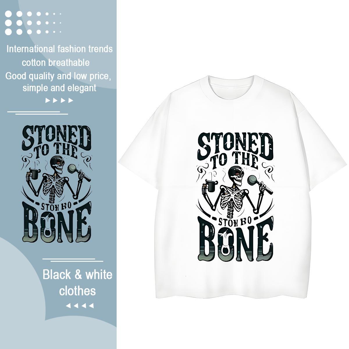 Casual New Women T Shirts 230g Pure Cotton Breathable Short Sleeve Hip Hop skull Womens Tshirts Loose fit DIY Printed Tops Shirt