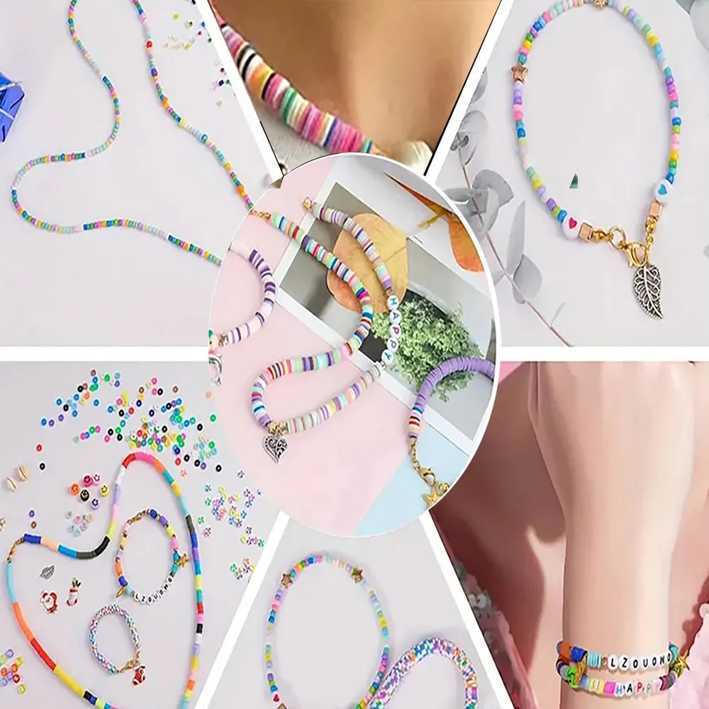7200 pieces prefabricated friendship bracelet making kit with polymer beads and charm - Christmas and Halloween handmade gift set thank you 241018
