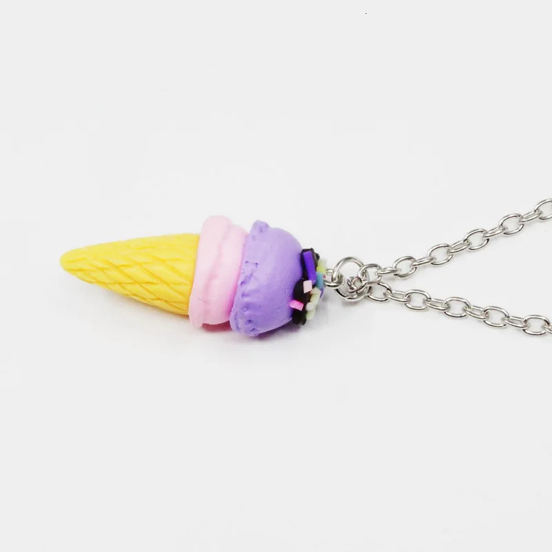Small wholesale of 5 pieces/batch mixed ice cream necklace polymer clay DIY 50cm chain necklace womens and childrens necklace jewelry 241018