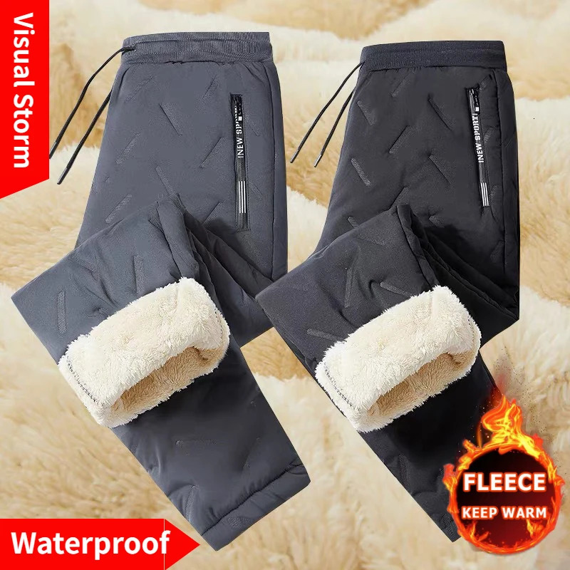 Mens crotch less pants winter open crotch less thick sweat pants 7XL large sports casual pants with three hidden zippers 241018