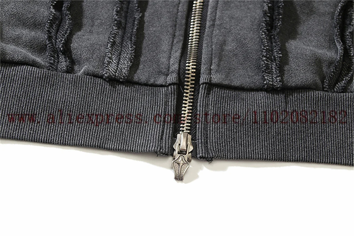 Washed THUG CLUB Zippered Hoodie Men Women High Quality Hooded Cardigan Short Sportswear Jacket 241019