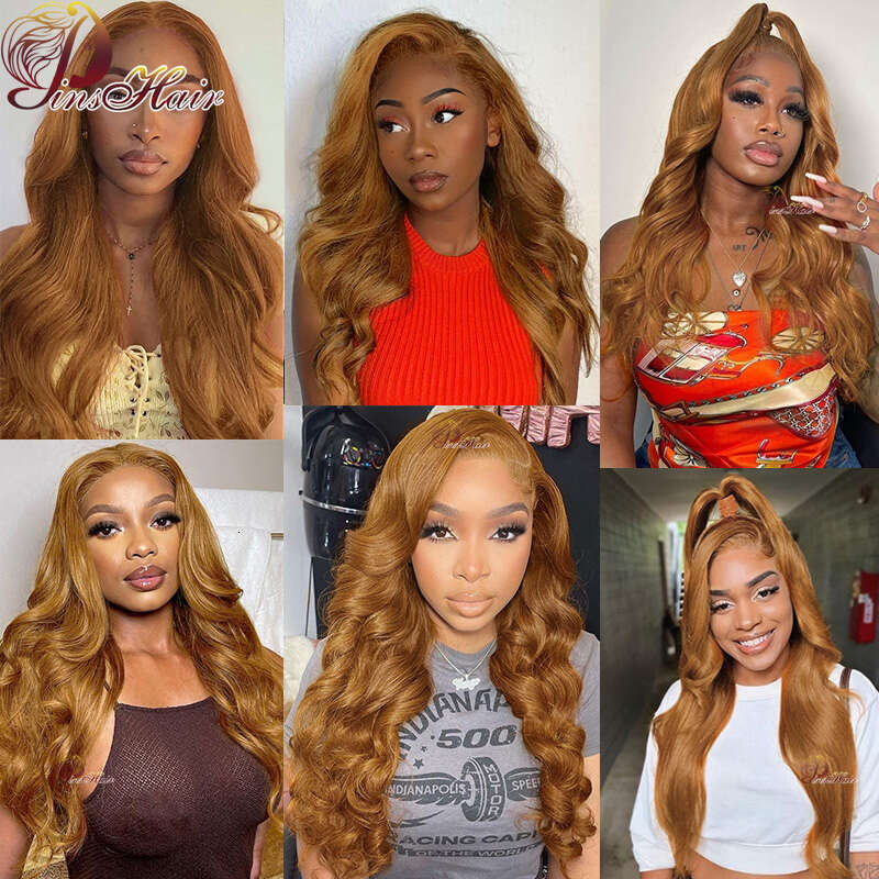Ginger Brown 13x4 Wigs For Women Body Wave Frontal Honey Blonde Lace Front Wig Remy Human Hair