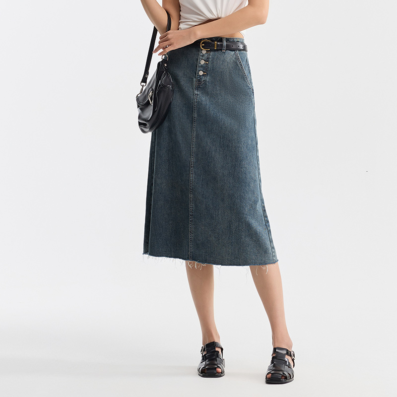 Semir Women Denim A-E 2024 Summer New Trendy Retro Style Cool And Versatile Long Skirt