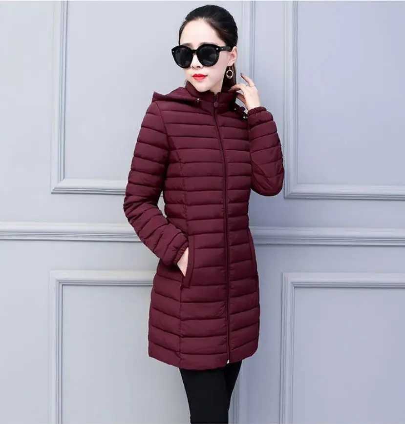 2023 Womens long down cotton ultralight womens hooded windproof coat warm thick ParkaX241019