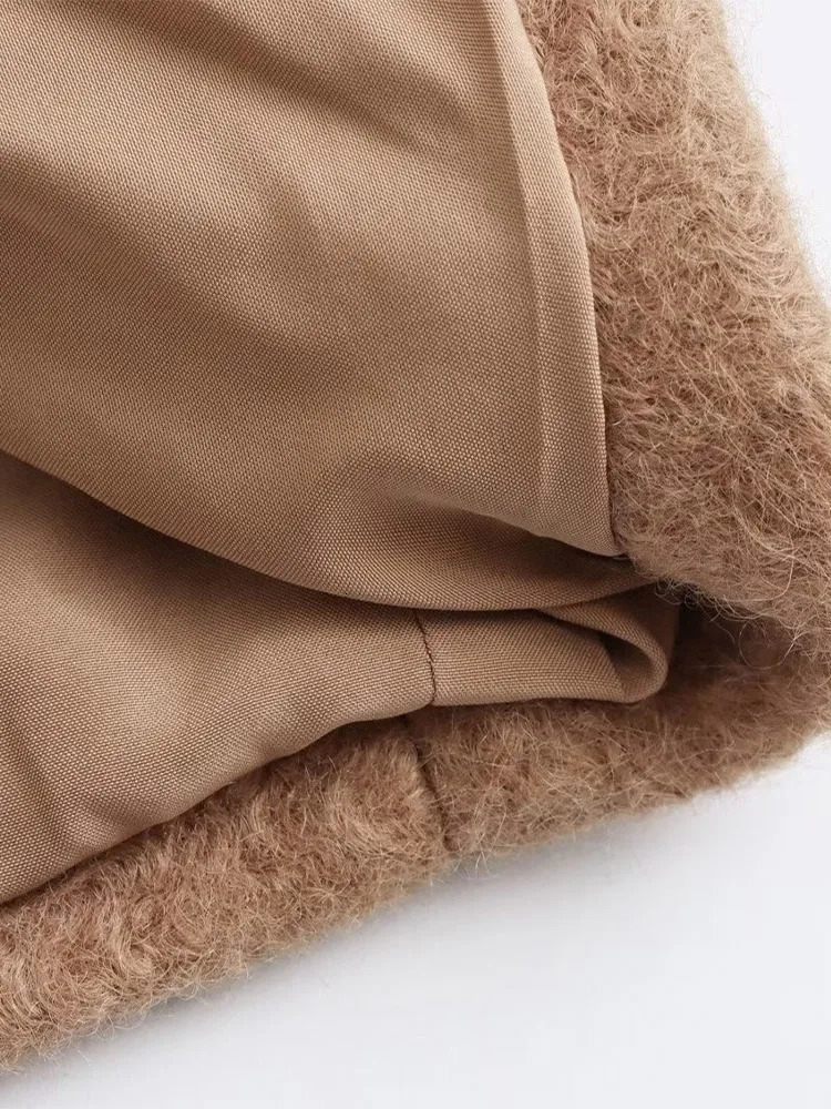 Chinchilia Woolen Coat 2024 Autumn Winter Fashion Notched Single Breasted Female Overcoat Long Sleeve Casual Lady Outwear 241010