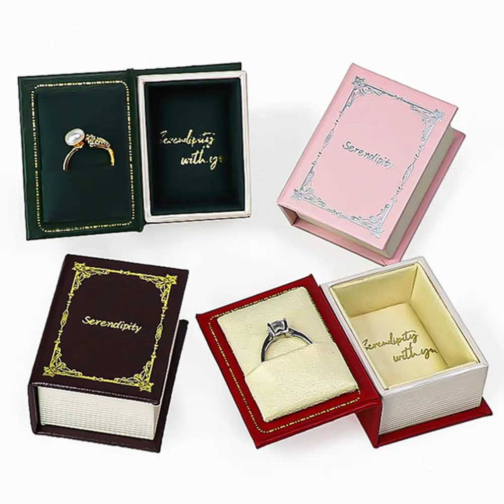 Page flipping book shaped jewelry earrings rings necklaces storage boxes gift packaging paper boxes display jewelry portable organizers W241019