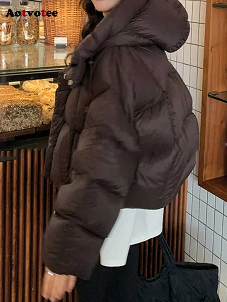 Women's Down Parkas Aotvot Winter Coat Womens Parkas Hoodie Thick Cut Warm Casual Loose Jacket Korean Autumn/Winter Fashion Cotton Parkas Y241019