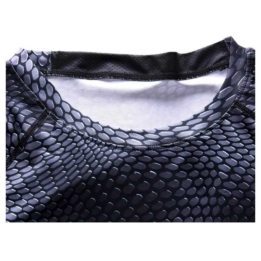 New 3D snake print mens sports bike set fast drying outdoor running set casual long sleeved top+tight fitting set fitness shirt for men W241018