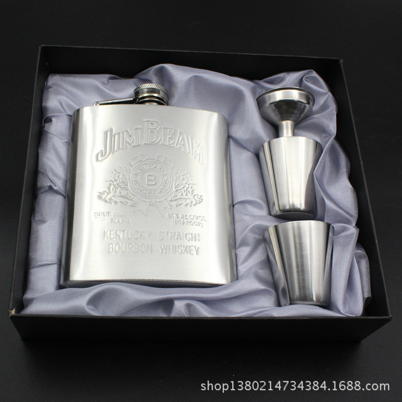 Portable stainless steel wine pot 7-ounce small wine pot high-end set with wine glass funnel customizable wine bottle gift box