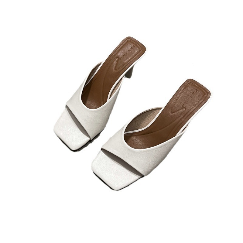 Head Wind Square Open Toe One Line Tuo Girl Summer Grade Fine External Wearing Gold High Heel Slippers Ddmywed Ddmysaturn