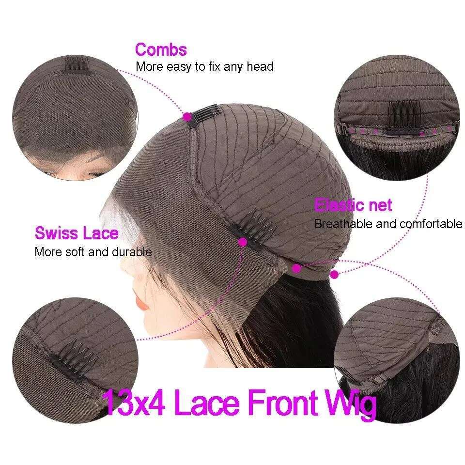 Go Glueless Ready To Wear Straight 13x4 Front Pre Cut Lace 4x4 Closure Human Hair Wig
