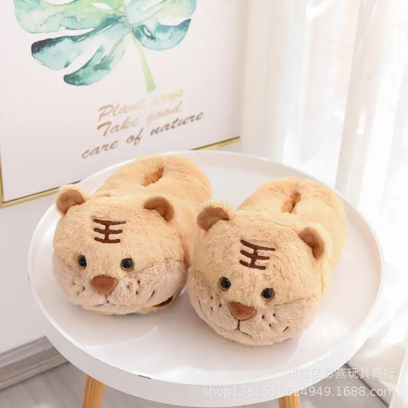 Winter Christmas reindeer fuzzy slider womens home shoes slider women warm home cute animals hamster plush slider indoor 241018