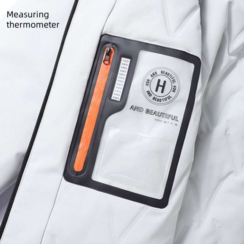 Winter Outdoor Men's Windbreakers Hooded Casual Cotton-Padded Jacket Thermometer Graphene Oversized Outwear Waterproof Jackets