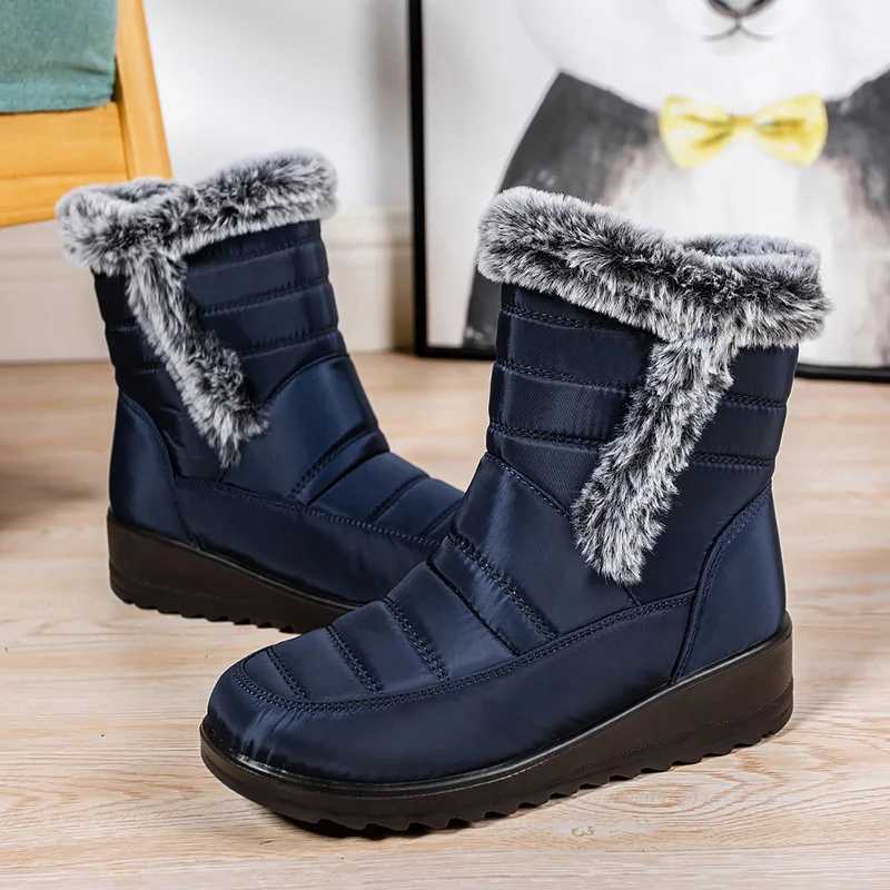 Snow boots womens plush womens shoes platform boots womens fur keep warm shoes womens flat casual winter boots Botas Mujer Y241019