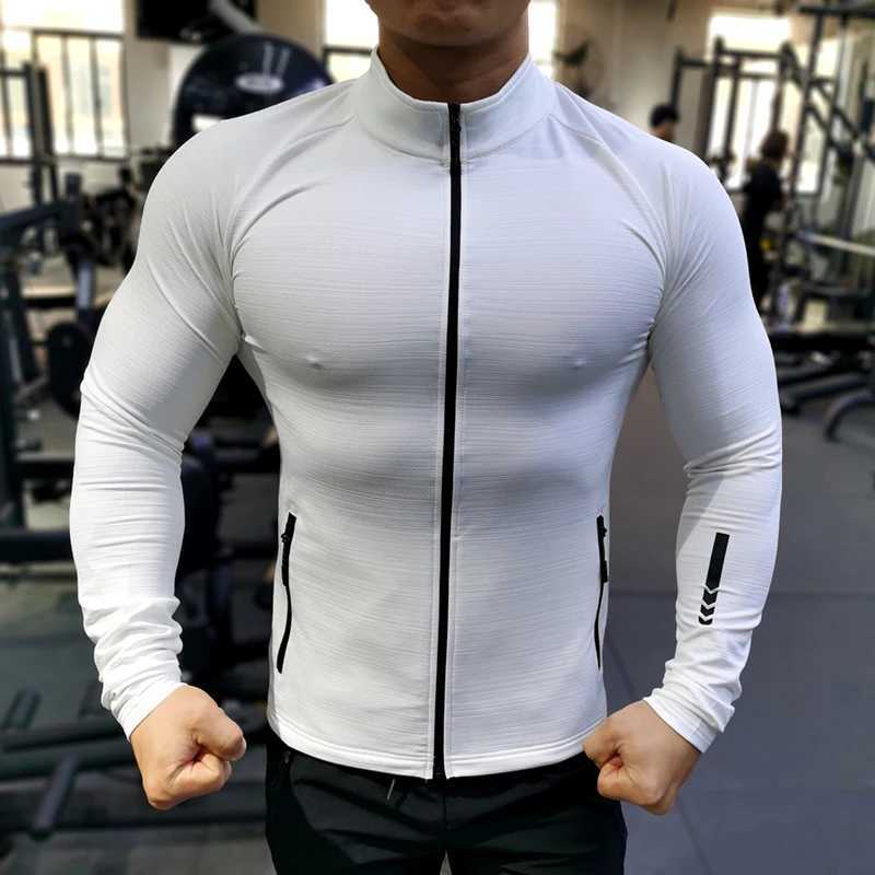 New Winter and Autumn Sportswear Mens Zipper Elastic Quick Drying Running Jacket Fitness Gym Sportswear Top Mens Sportswear W241018