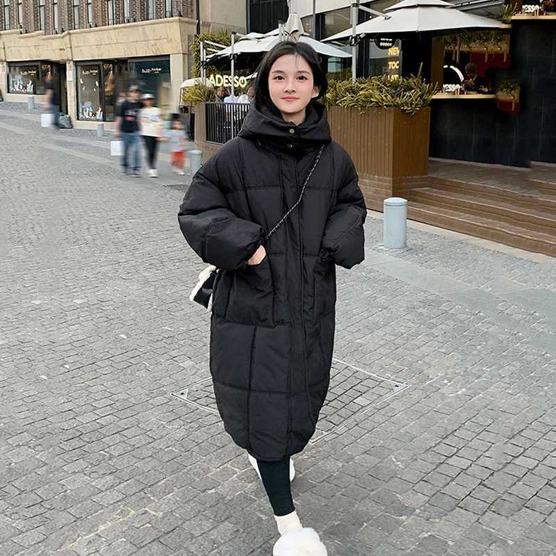 Winter Female Oversized Down Jackets Loose Warm Coats Ladies Fashion Hooded Long Jacket Down Cotton Parkas Women Padded JacketX241019