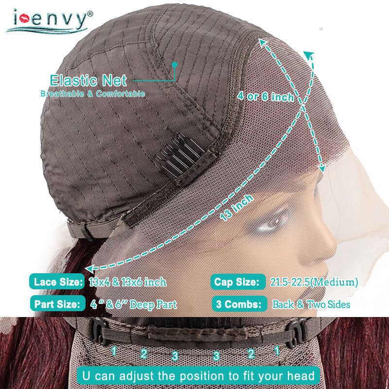 13X6 Hot Red Frontal Human Hair Wigs Bone Straight 13X4 Hd Transparent Bury 99J Colored Lace Front Wig